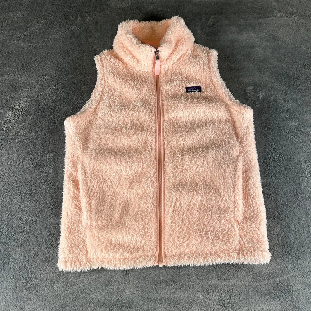 Patagonia Girls Los Gatos Fleece Vest Pink Full Zip XL 14 65490